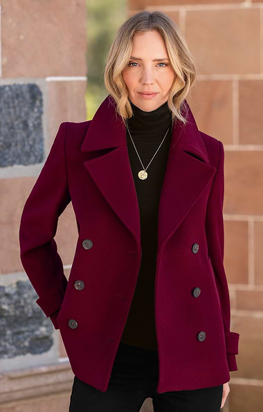 Ladies Wool Cashmere Double Breasted Coat