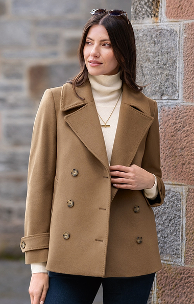 Ladies Wool Cashmere Double Breasted Coat