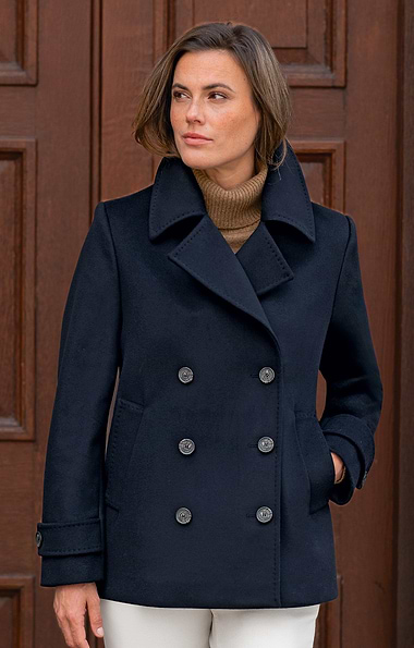 Ladies Wool Cashmere Double Breasted Coat