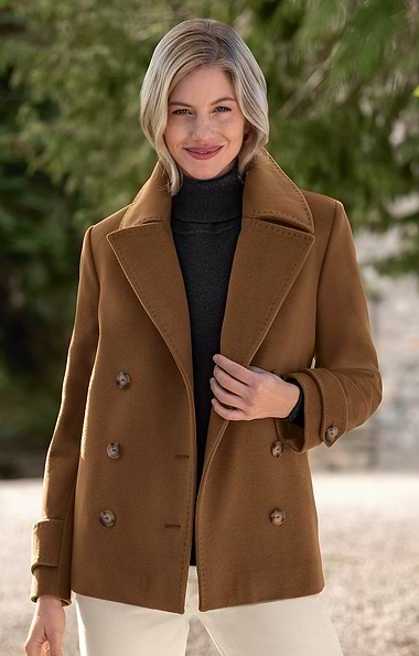 Ladies Wool Cashmere Double Breasted Coat