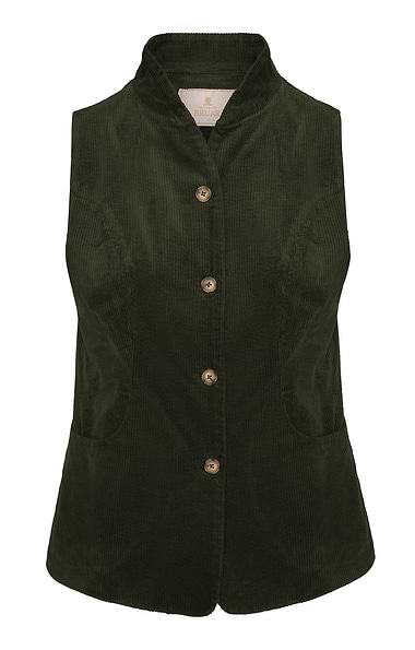 Ladies Washed Cord Scooped Waistcoat