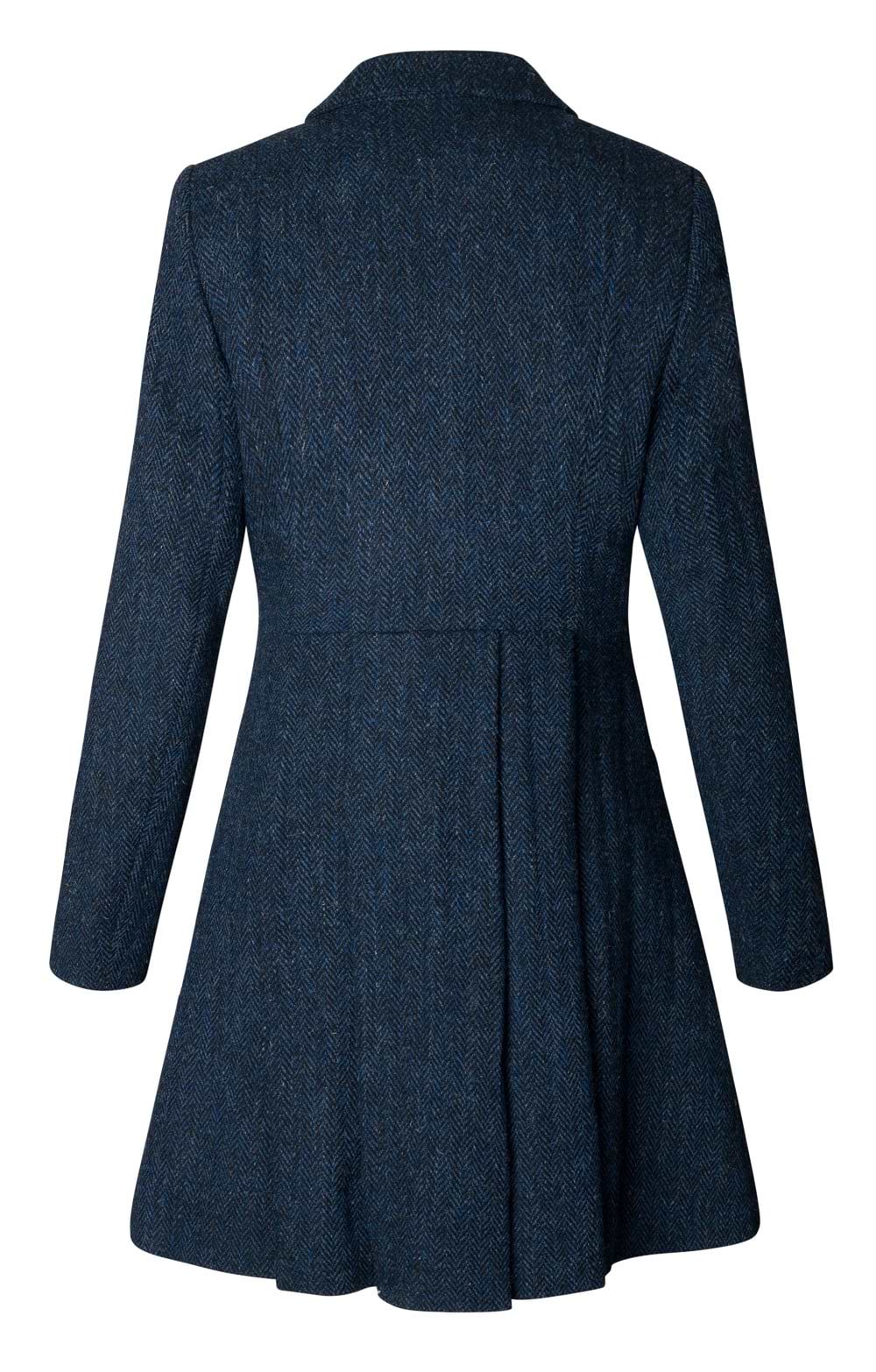 Ladies Harris Tweed® Zoe Pleat Back Coat, Navy - House of Bruar