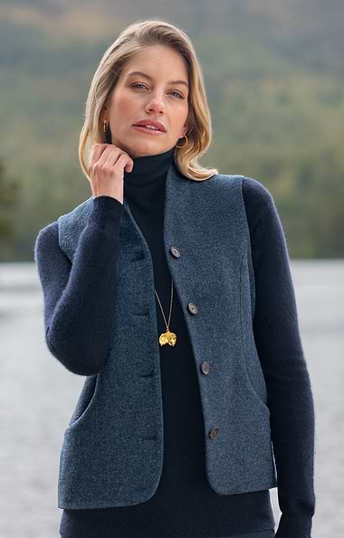 Ladies Tweed Scooped Waistcoat