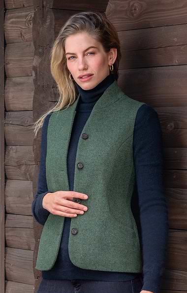 Ladies Tweed Scooped Waistcoat