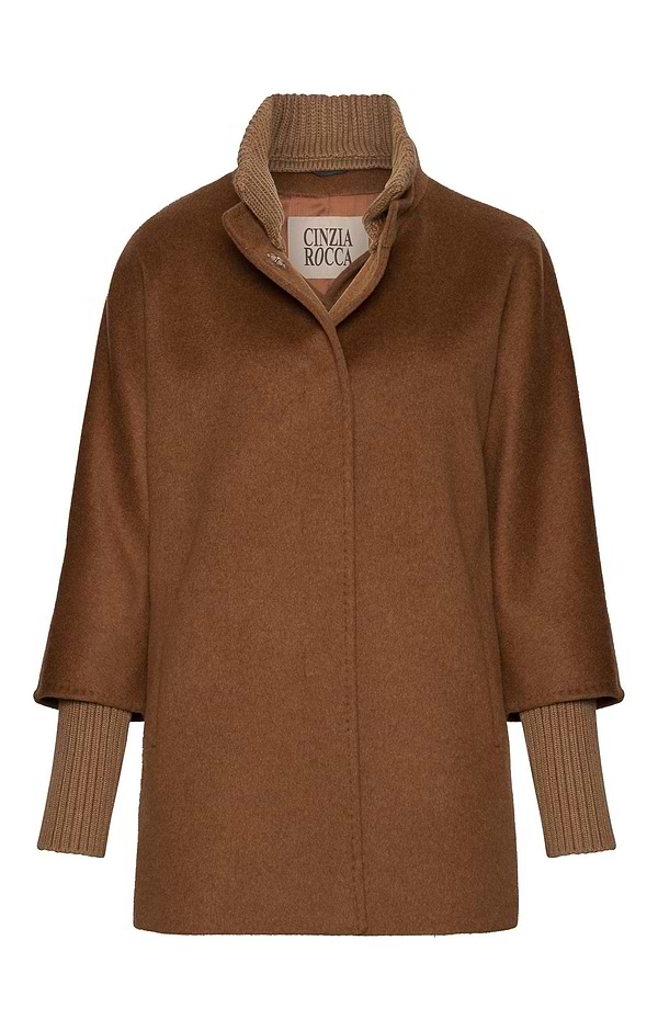 Ladies Cinzia Rocca Knit Trim Short Coat