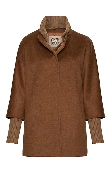 Ladies Cinzia Rocca Knit Trim Short Coat