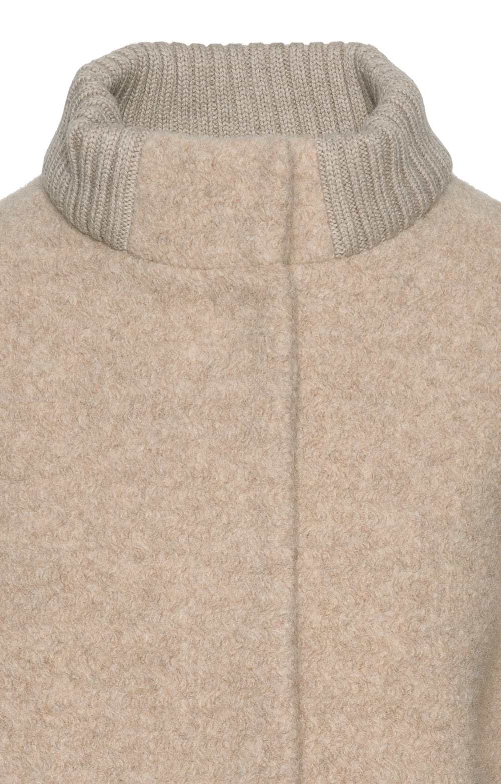 Ladies Cinzia Rocca Alpaca Wool Knit-Trim Short Coat, Natural