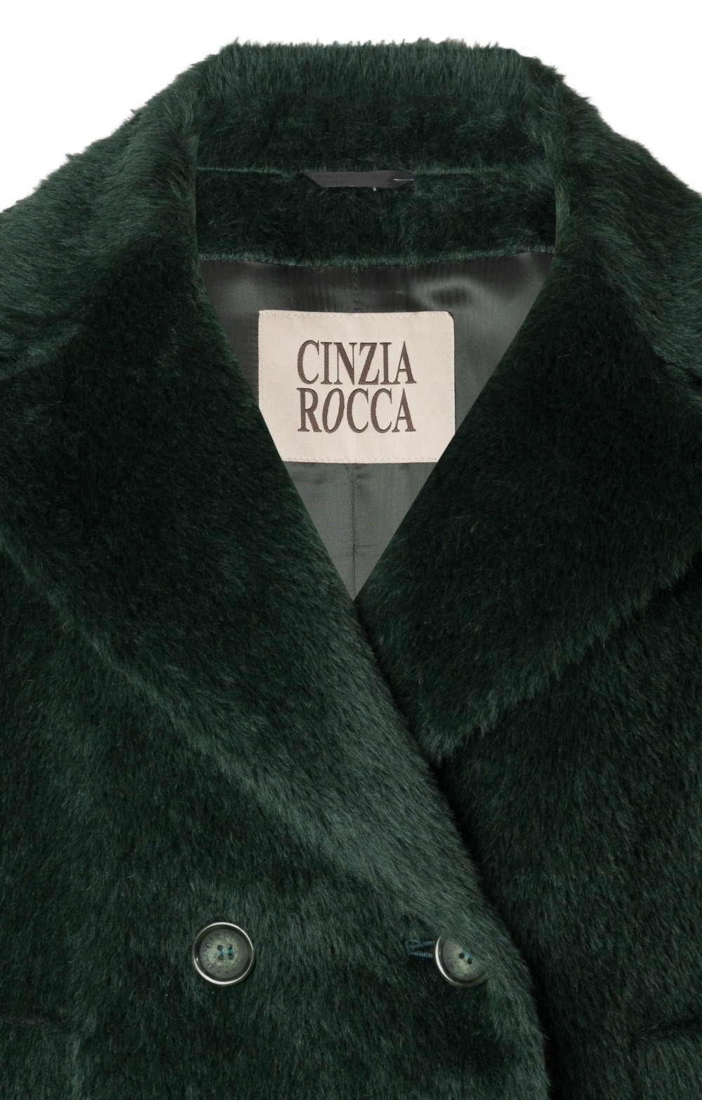 Ladies Cinzia Rocca Alpaca Double Breasted Short Coat, Green