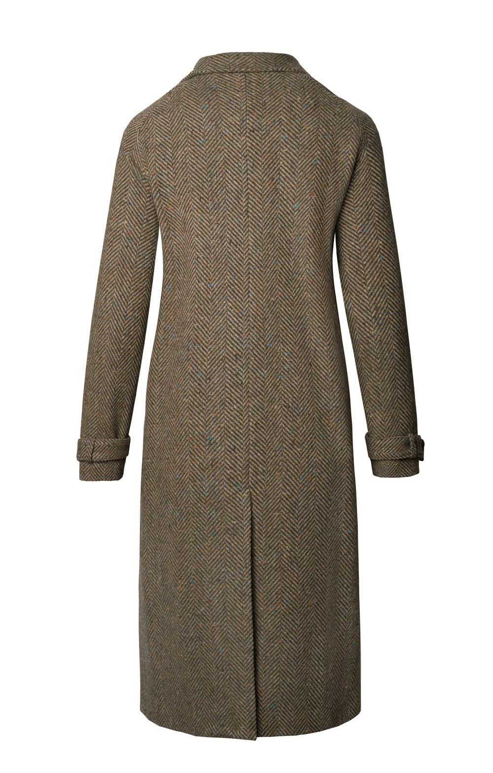 Ladies British Tweed Full Length Raglan Coat, Green - House of Bruar