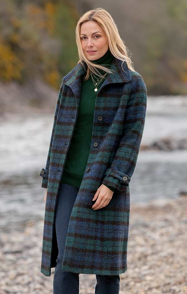 Ladies Tweed Longline Raglan Coat