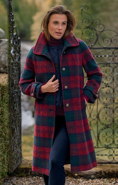 Ladies Tweed Longline Raglan Coat