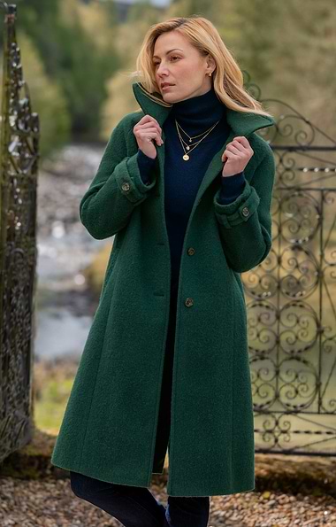 Ladies Tweed Longline Raglan Coat