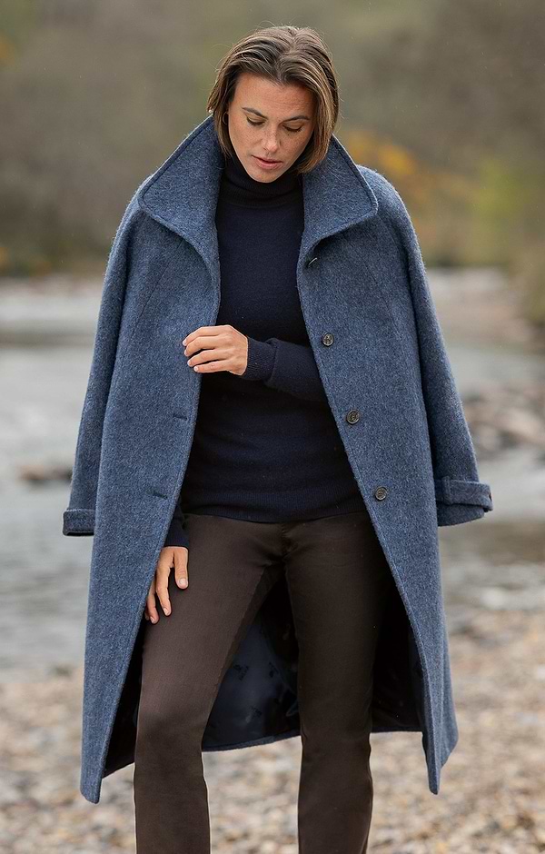 Ladies Tweed Longline Raglan Coat