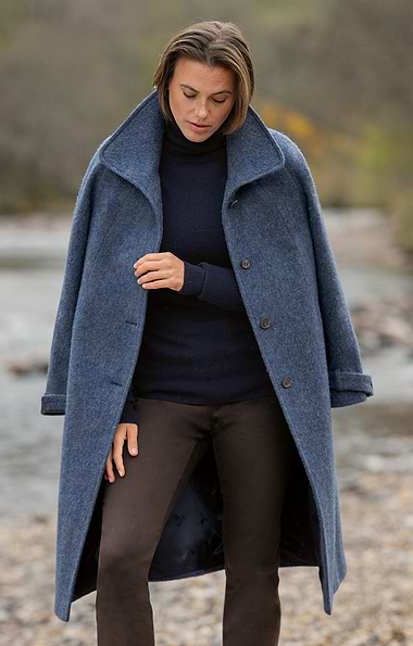 Ladies Tweed Longline Raglan Coat