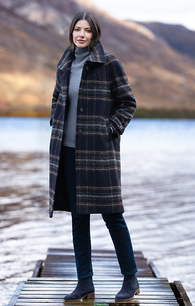 Ladies Tweed Longline Raglan Coat
