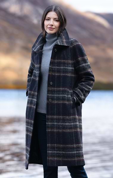 Ladies Tweed Longline Raglan Coat