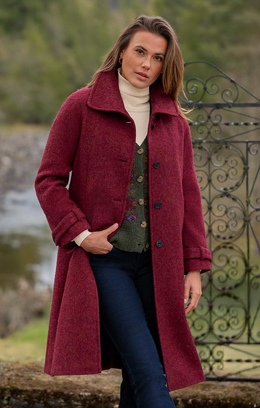 Ladies Tweed Longline Raglan Coat