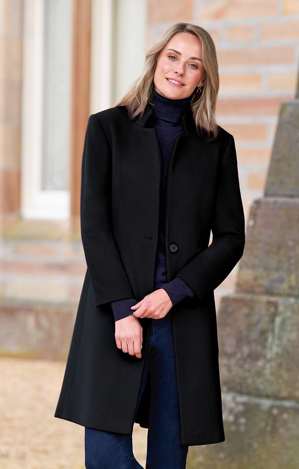 Ladies Wool Cashmere Notch Coat