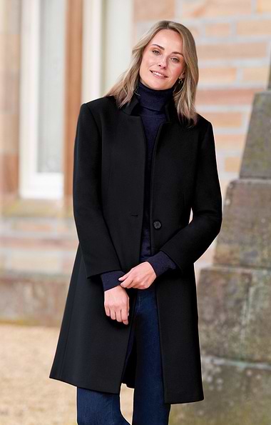 Ladies Wool Cashmere Notch Coat