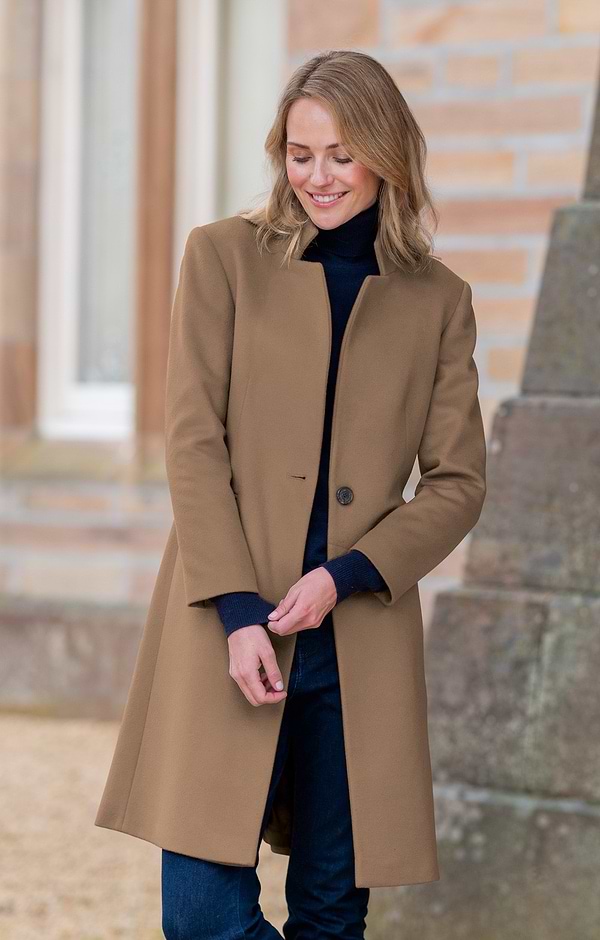 Ladies Wool Cashmere Notch Coat