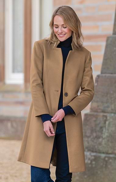 Ladies Wool Cashmere Notch Coat