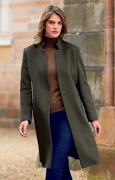 Ladies Wool Cashmere Notch Coat