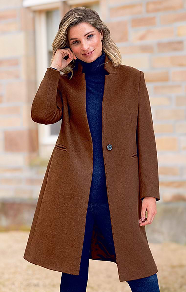 Ladies Wool Cashmere Notch Coat