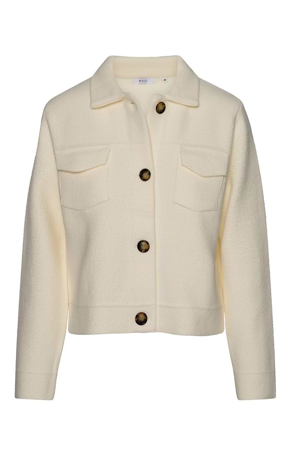 Ladies Cropped Button Collar Jacket