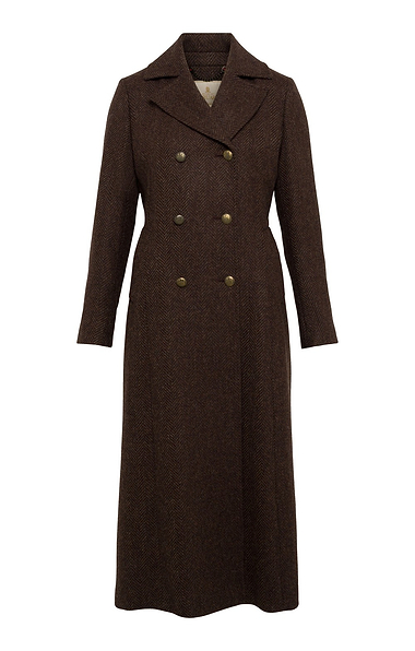 Ladies Tweed Double Breasted Coat with Belt