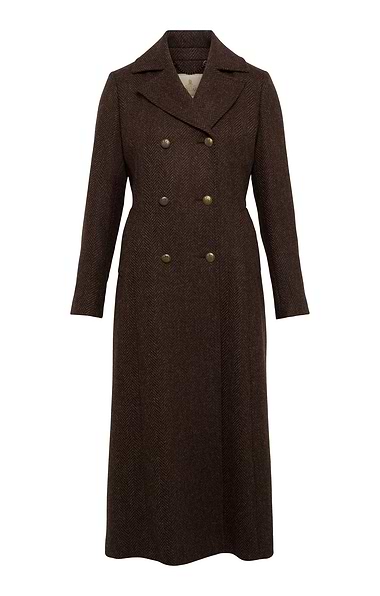 Ladies Tweed Double Breasted Coat with Belt