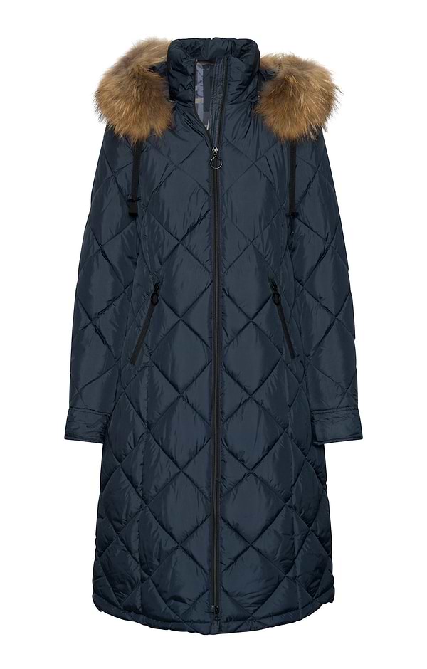 Ladies Long Diamond Quilted Coat