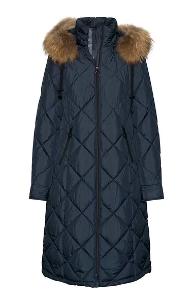 Ladies Long Diamond Quilted Coat