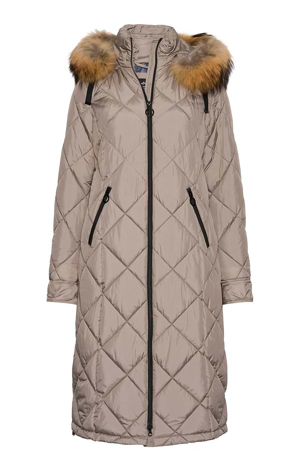 Ladies Long Diamond Quilted Coat