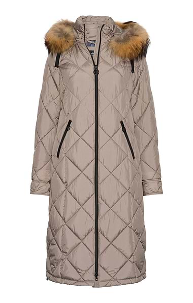 Ladies Long Diamond Quilted Coat
