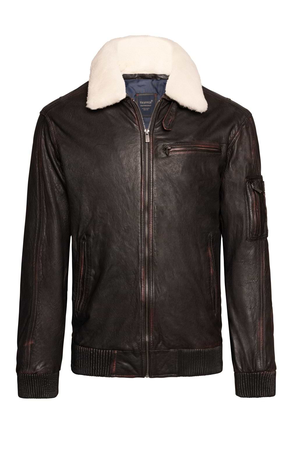 Mens Top Gun Leather Jacket, Black House of Bruar - Main Image