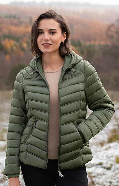 Ladies Short Quilted Hooded Jacket