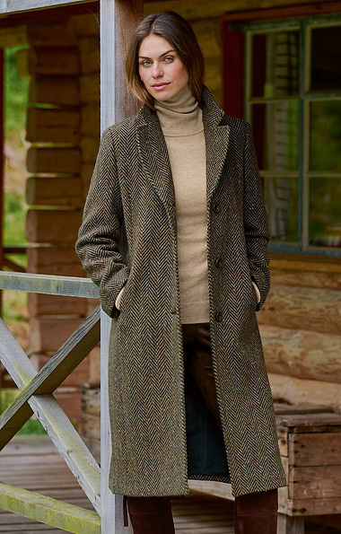 Ladies Magee Herringbone Tweed Coat