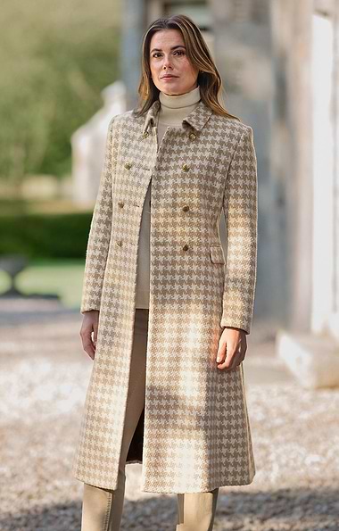 Ladies Double Breasted Balmoral Houndstooth Coat