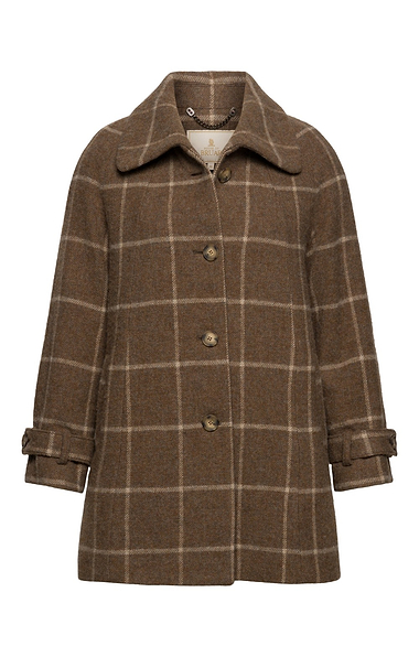 Ladies British Tweed Midi Raglan Coat