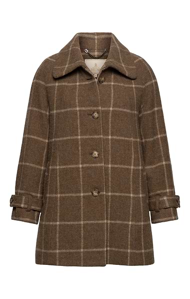 Ladies British Tweed Midi Raglan Coat