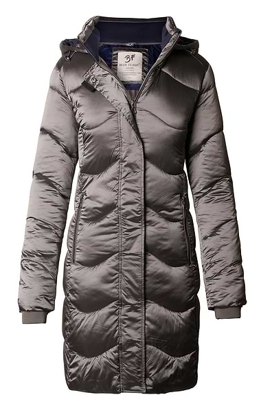 Ladies Three Quarter Length Shiny Wave Quilt Coat