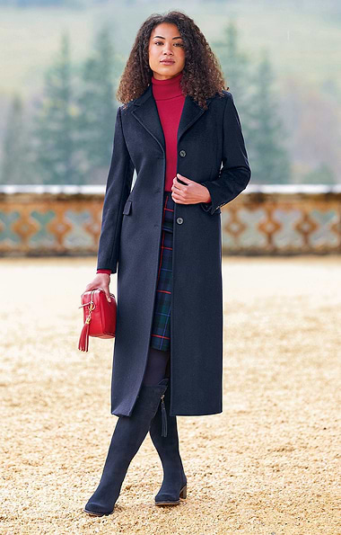 Ladies Single Breasted Full Length Cashmere Coat