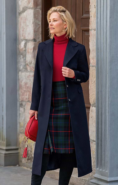 Ladies Single Breasted Full Length Cashmere Coat