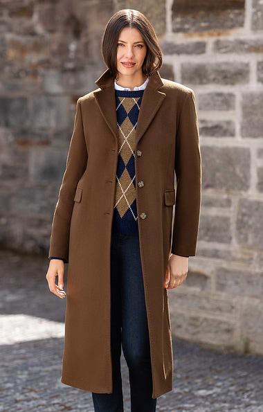 Ladies Single Breasted Full Length Cashmere Coat
