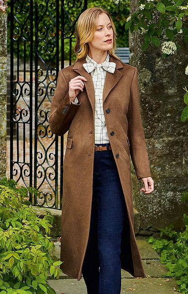 Ladies Single Breasted Full Length Cashmere Coat