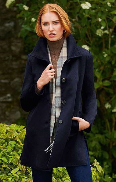 Ladies Funnel Cashmere Coat
