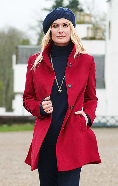 Ladies Funnel Cashmere Coat