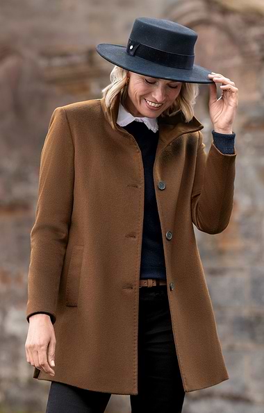 Ladies Funnel Cashmere Coat