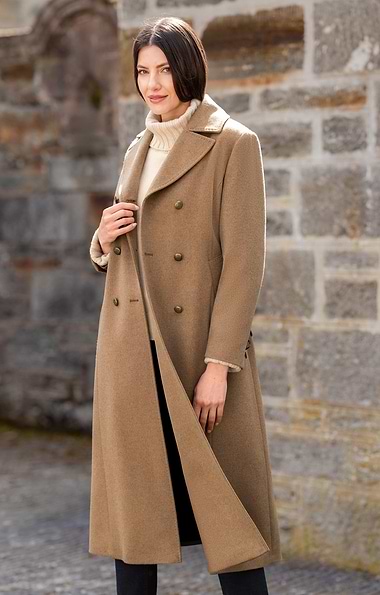 Ladies Cashmere Double Breasted Belted Coat