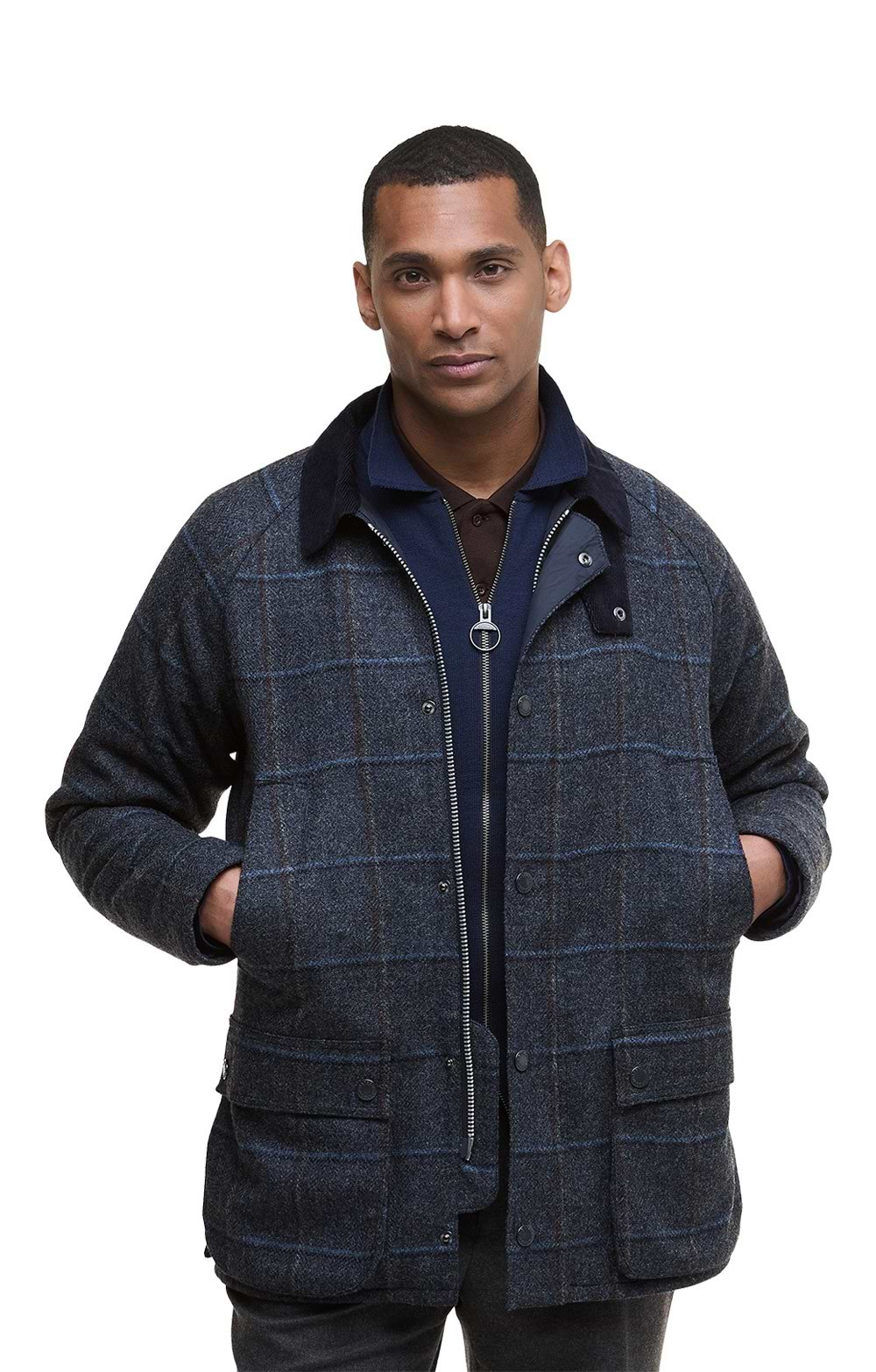 Men's Barbour Bedale Check Wool Jacket, Blue - House of Bruar